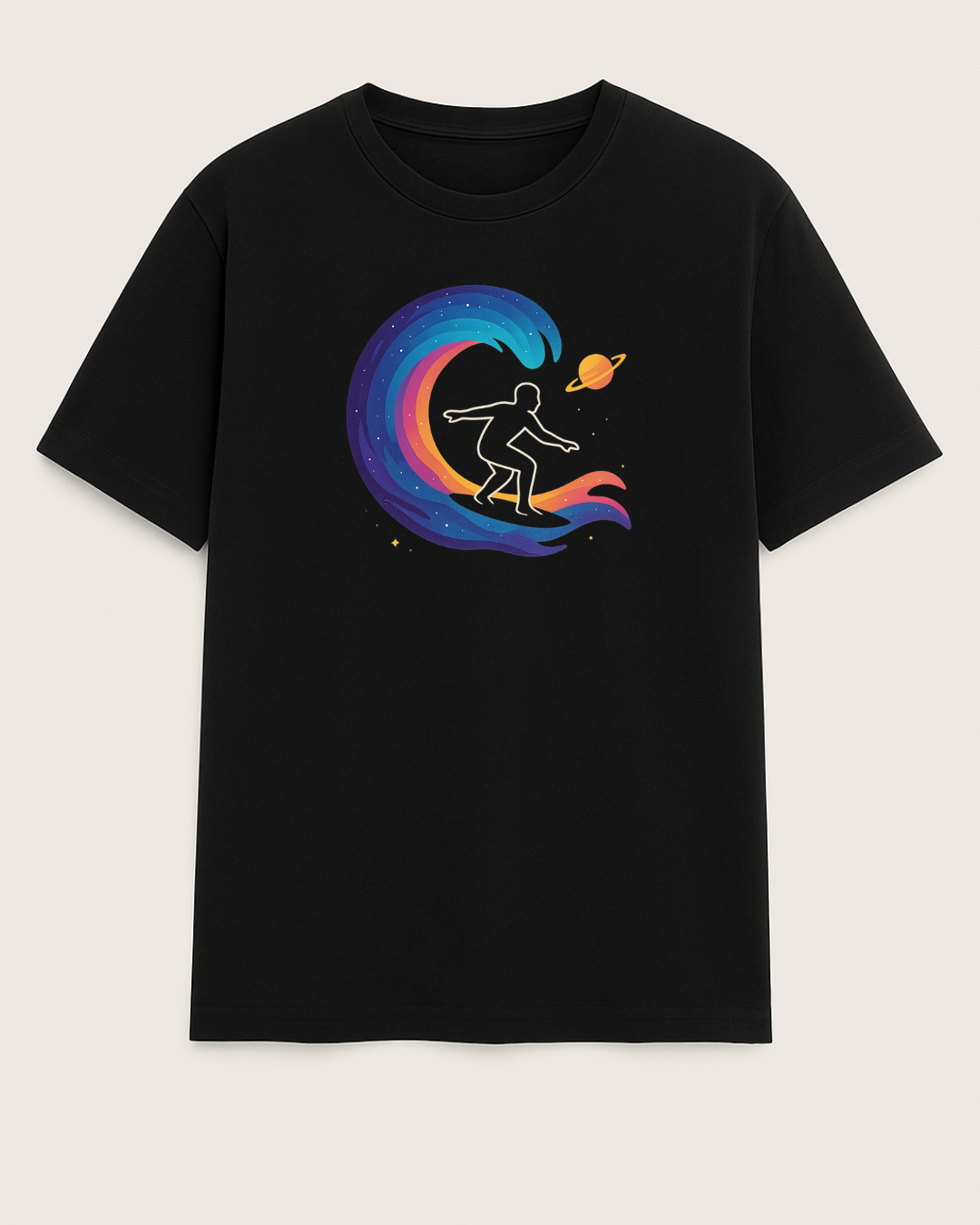 “Cosmic Wave Rider” T-Shirt – Space Surfer Edition