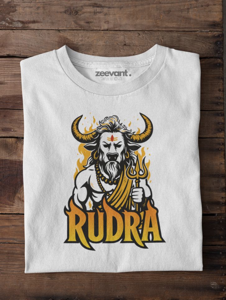 Rudra Bull White Short Sleeve T-Shirt