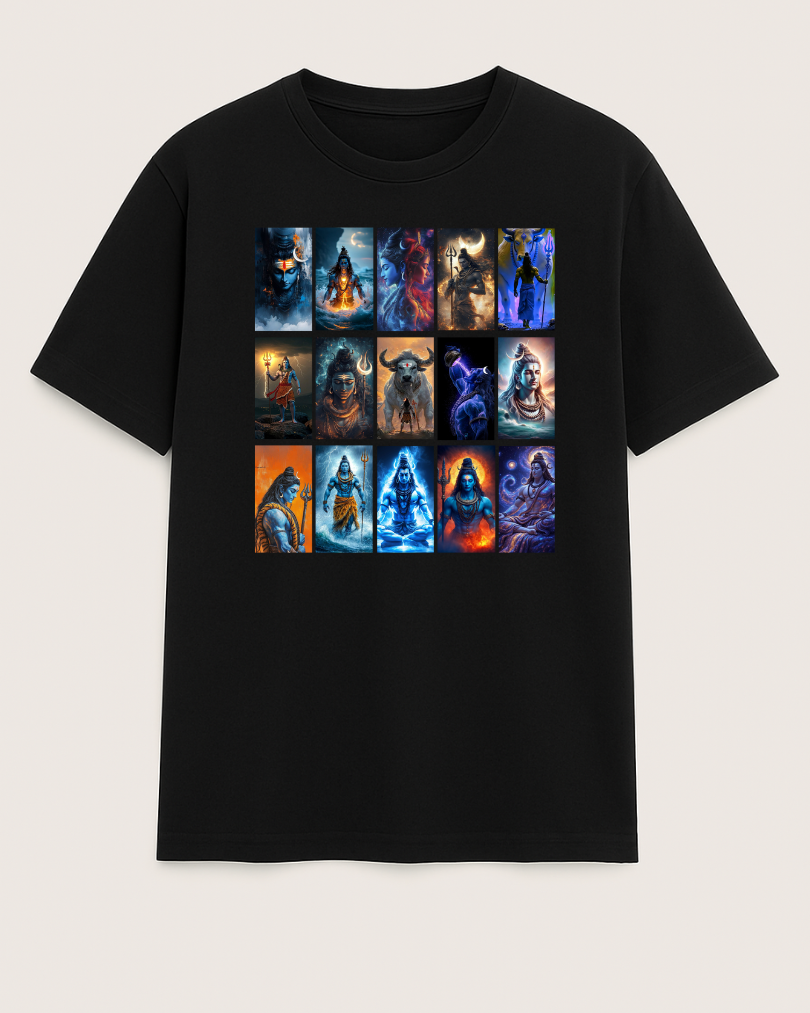 Mahadev Multi-Form Divine Art T-Shirt