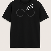 “Infinite Freedom” T-Shirt – Black Infinity Birds Design