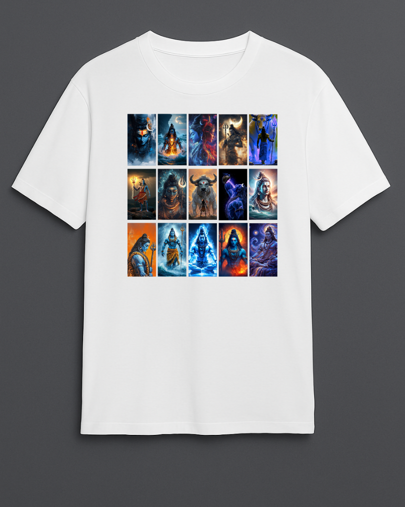 Mahadev Multi-Form Divine Art T-Shirt