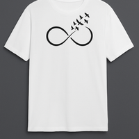 “Infinite Freedom” T-Shirt – Black Infinity Birds Design