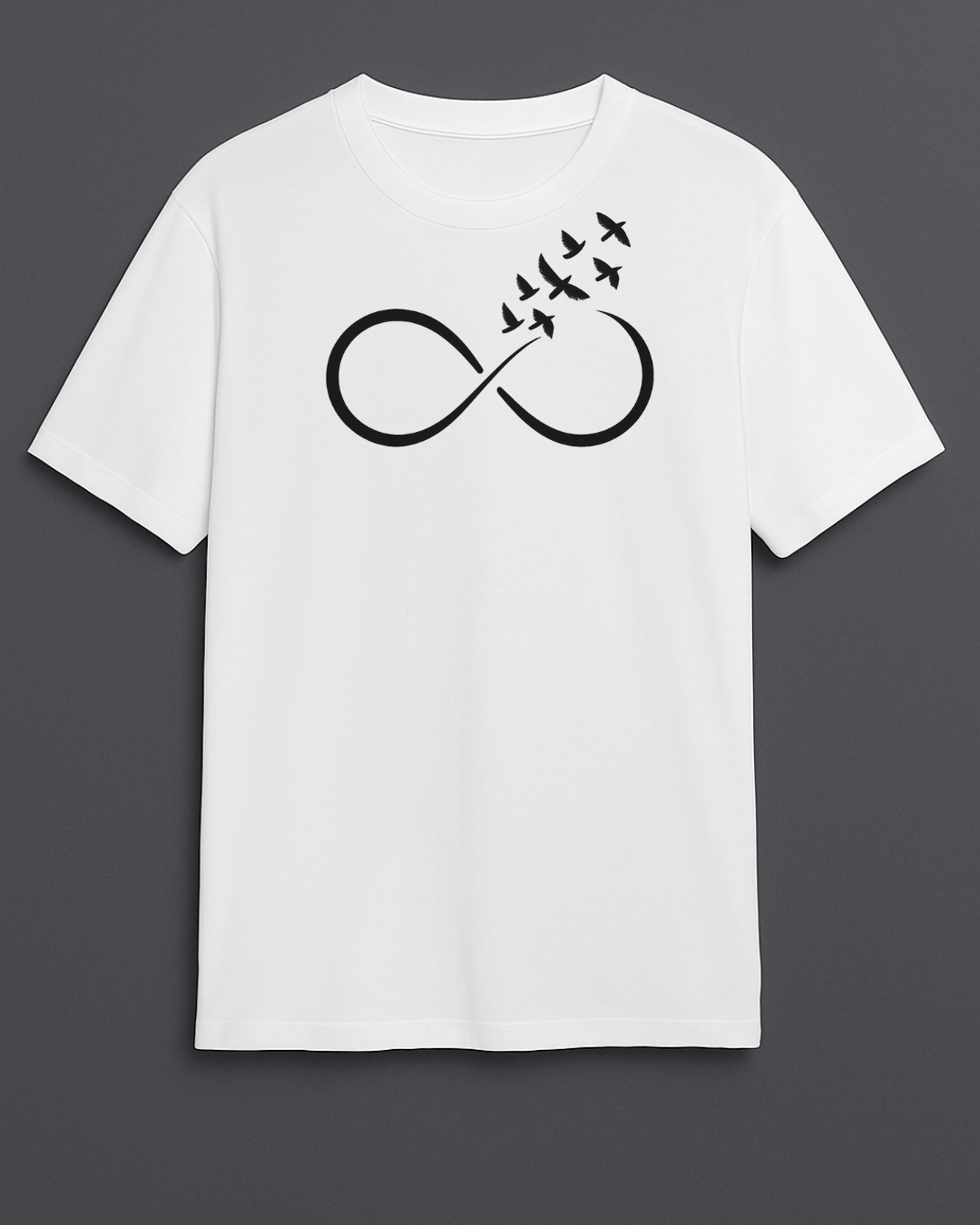 “Infinite Freedom” T-Shirt – Black Infinity Birds Design