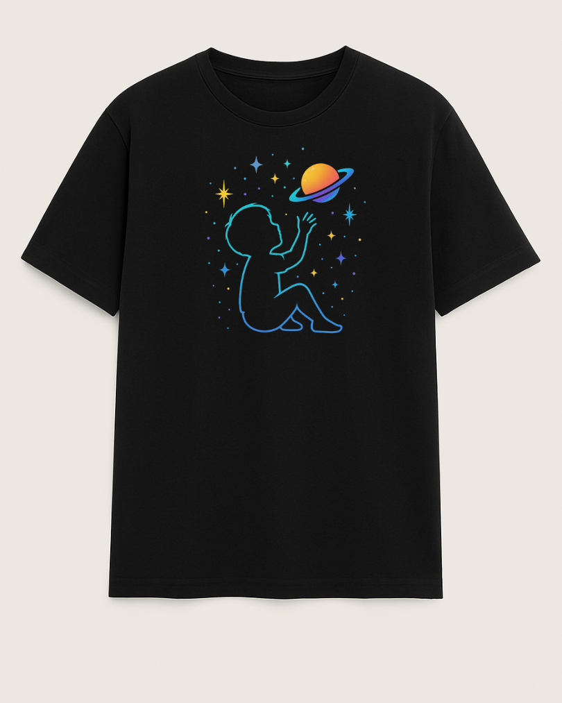 Black “Cosmic Dreamer” T-Shirt – Child of the Universe Edition