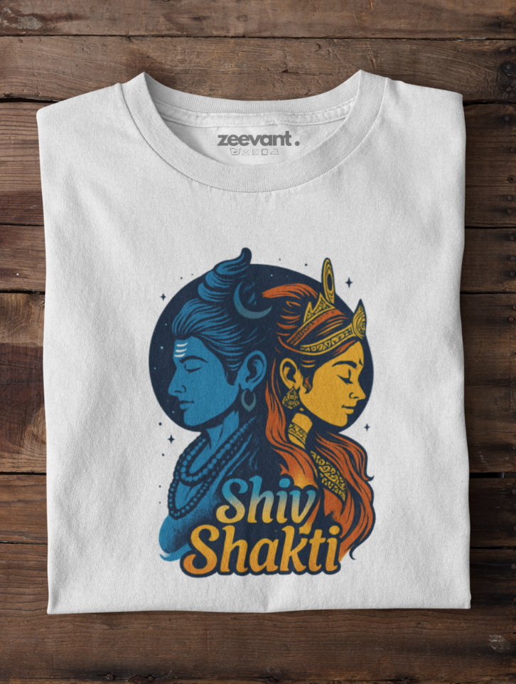 Shiv Shakti White Short Sleeve T-Shirt