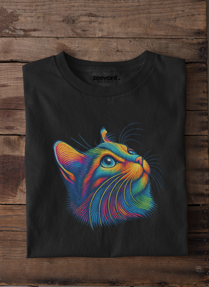 Colorful Mystery Cat Unisex Classic Crew T-Shirt