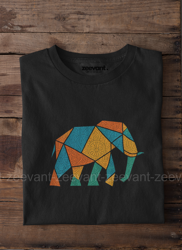 Colorful geometric elephant Unisex Classic Crew T-Shirt