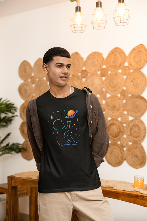 Black “Cosmic Dreamer” T-Shirt – Child of the Universe Edition