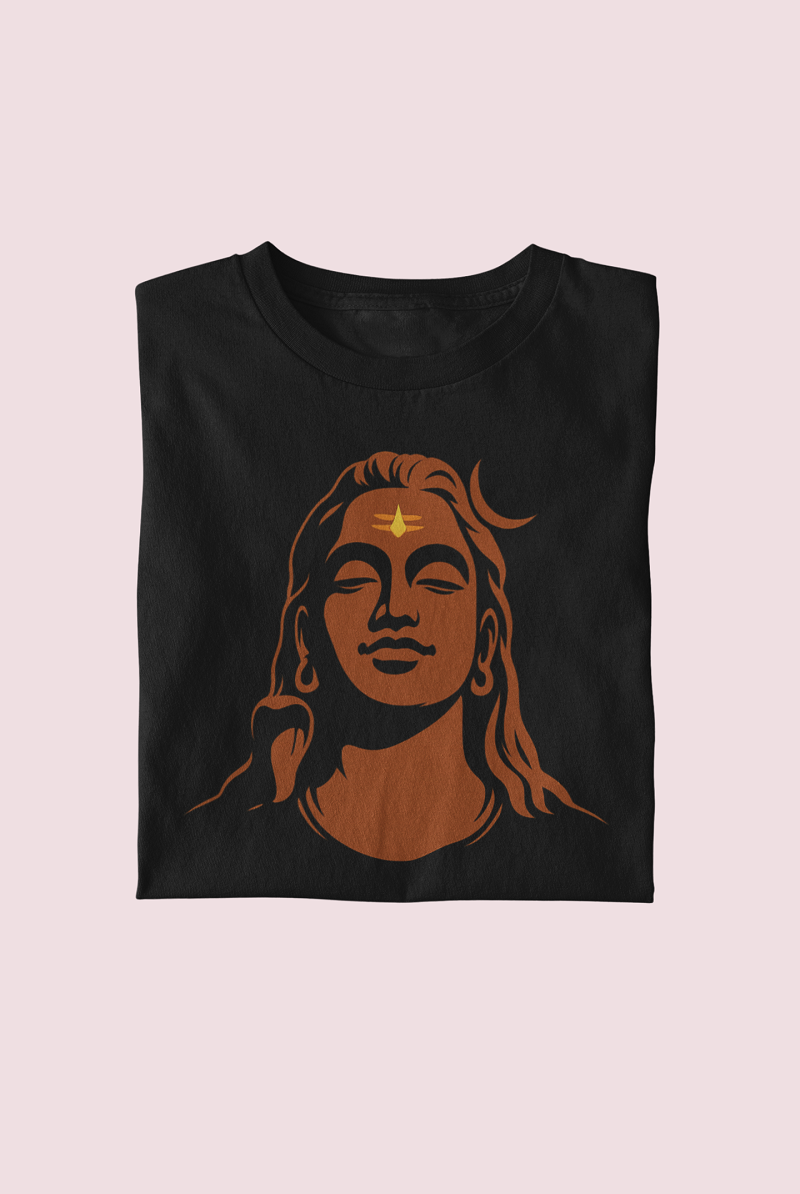 Black Mahadev Serenity Tee – Divine Calm in Every Thread